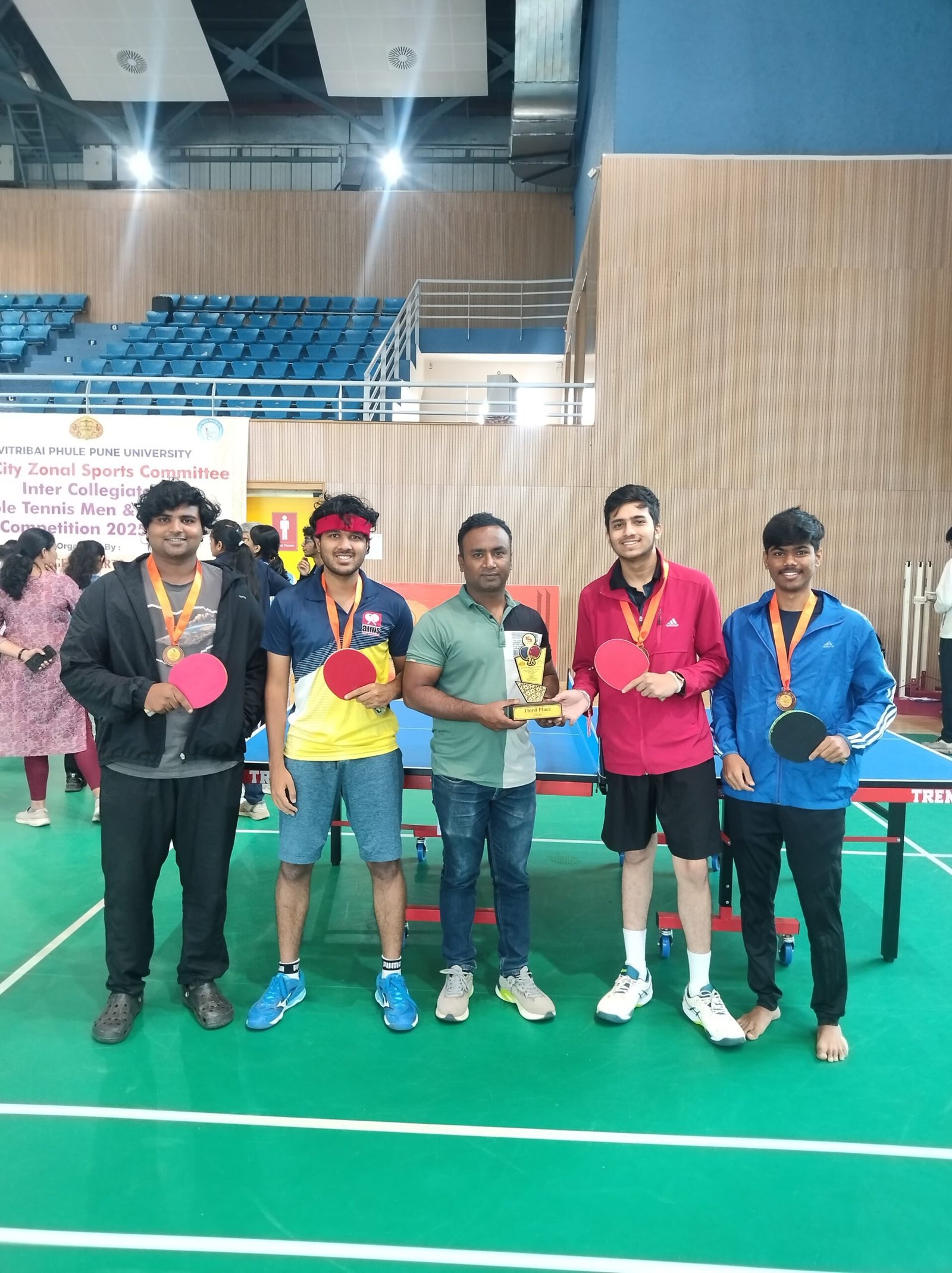 Third Place in Pune City Zone Intertcollegiate Table Tennis Men competition held at Savitribai Phule Pune University.